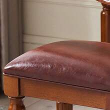 Vintage Leather Vanity Stool Solid Wood Dressing Stool Bedroom Small Square Stool - Cherry Red - View 7