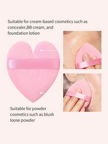 3Pcs Heart Shape Makeup Puff Set, Soft Velvet Face Powder Puff With Strap, Gentle Cosmetic Sponge For Loose Powder Foundation Blush - Pink - View 6