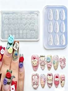 Cartoon Nail Art Mold Button Key Wearable Nail Tool French Edge Nail Salon Silicone Mold - Multicolor - View 6