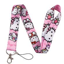 SANRIO 2D 1pc Hello Kitty Cute Cartoon Character Badge Lanyard - Detachable Phone Lanyard Keychain, Card Protection Accessory, Suitable For Stylish Key Rings - Ideal For Office, Or Travel Use, Suitable For Hello Kitty Lovers, Great Gift For Family And Friends - A - View 3