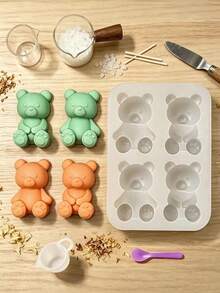 New Four-Piece Silicone Bear Candle Mold, Adorable 3D Design, Perfect For Handmade Scented Candles. High Temperature Resistant And Won't Deform, Easy To Demold Without Burrs. A Versatile Mold For Home DIY, Craft Projects, And Gift Candle Making. - White - View 10