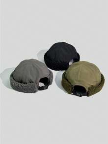 Unisex Winter Sailor Hat, Lamb Fleece Lined Rimless Knit Cap With Adjustable Strap, Warm Windproof Casual Skull Cap For Daily Outdoor Wear - Plush Landlord Hat - View 7