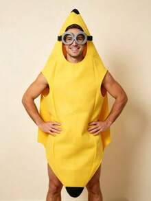 Set Kostum Buah Pisang dengan Kacamata Bingkai Bulat Bergaya Vintage, Pakaian Cosplay Buah Lucu dan Kreatif untuk Dewasa, Aksesori Kostum Topeng Pesta Halloween - MultiWarna - View 1