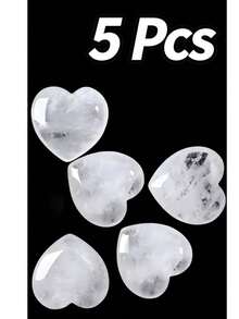Natural Clear Crystal Heart-Shaped Love Stone Soft Heart Healing Crystal Set, For Chakra And Reiki, Home Decor (0.8 Inch) - White - View 4
