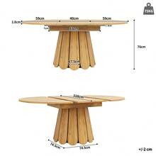Extendable Dining Table, Dining Room Table, Kitchen Table, Balcony Table, Wooden Dining Table Round Dining Table, Extends To Oval, 118-158, Seats Up To 6 People, Wood - Natural + MDF+Metal - View 6
