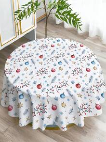 1pc Christmas Series Pattern Printed Tablecloth, Modern Style Polyester Fiber Rectangular Round Waterproof Tablecloth, Digital Printed Tablecloth Suitable For Living Room Home Use, Outdoor Dining Table, Small Round Table - Multicolor - View 5