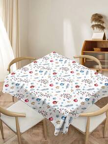 1pc Christmas Series Pattern Printed Tablecloth, Modern Style Polyester Fiber Rectangular Round Waterproof Tablecloth, Digital Printed Tablecloth Suitable For Living Room Home Use, Outdoor Dining Table, Small Round Table - Multicolor - View 6
