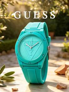 Guess Women's Quartz Watch, Rubber Strap, Round Case, Raised Triangle Logo Dial, Sporty Casual Style, Campus Summer Vacation Fashion - one-size - View 14