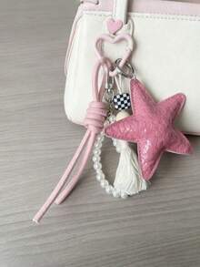 Multicolor Star Bag Charm, Pearl Beaded Keychain, Elegant Y2K Vintage Pendant, Chic Handbag Backpack Accessory, Fashion Phone Charm - Multicolor - View 7
