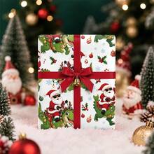 1set Christmas Dinosaur Wrapping Paper Suitable For Xmas Gifts(Includes Stickers), Birthday Party Decorations - Single-Sided Print With Santa Riding Dinosaurs, Snowflakes, Candy Canes & Gift Boxes Design, Multicolor Holiday Gift - The Old Man and the Dinosaur - View 4