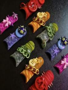 Cartoon Nail Art Mold Button Key Wearable Nail Tool French Edge Nail Salon Silicone Mold - Multicolor - View 3