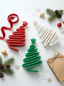 Tabletop Christmas Tree Decor, 3Pcs Mini Spiral Xmas Tree Figurine, Small Minimalist Christmas Ornament For Home Shelf Desk Table Centerpiece, Winter Holiday Party Indoor Decoration, Gift For Her - Christmas Tree Ornament - View 6