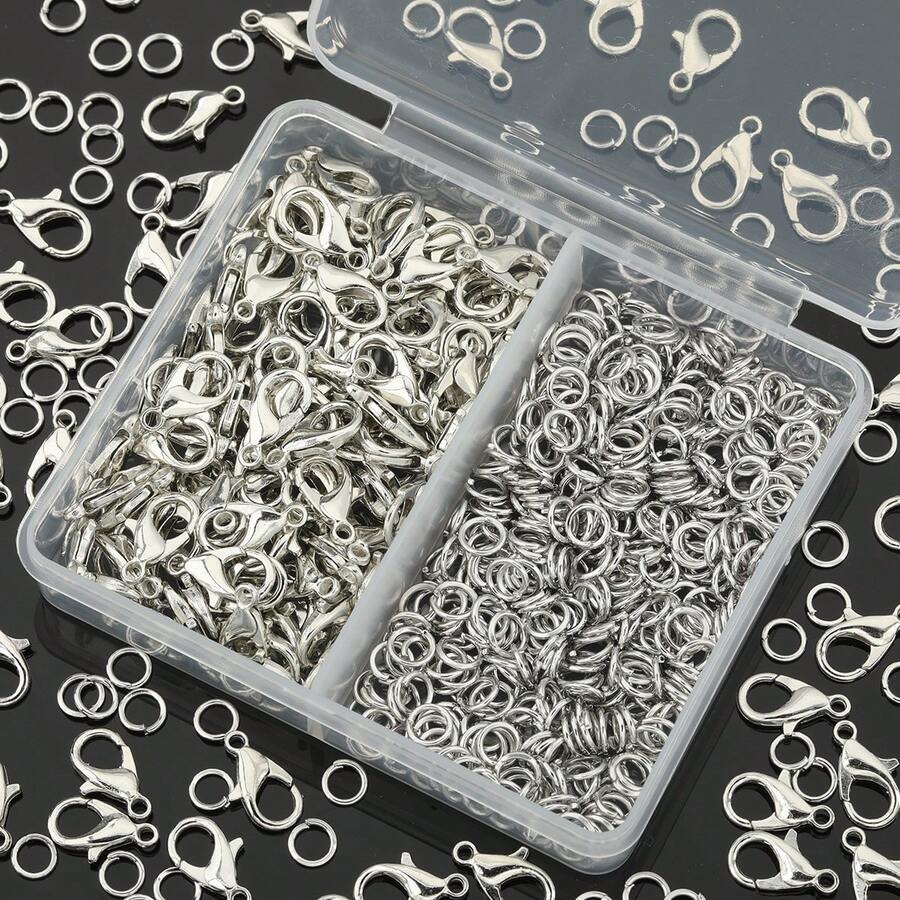 150pcs DIY Jewelry Clasps Accessories, Includes Lobster Clasps And Jump Rings, Suitable For DIY Woven Jewelry, Necklaces, Bracelets, Anklets, Bags, Keychains, Spring Connectors, Phone Chain End Clasps, Pendant Hooks, DIY Jewelry Making Materials - DIY - View 1