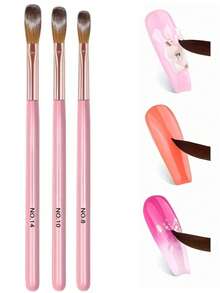 3pcs/Set Acrylic Nail Brush Set #8/10/14 Professional Acrylic Powder Extension Nail Brush 3D Carving Nail Art Salon Tool Accessories - Multicolor - View 5