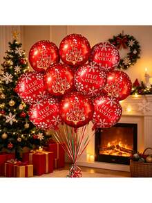 10pcs/Set 28-Inch Spanish Merry Christmas Round Balloons, Suitable For Christmas, New Year, Birthday Decoration, Christmas Theme Decoration Balloons, Indoor And Outdoor Use - Christmas - View 2