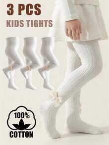 3pcs/Pack Baby Toddler Girls White Solid Color Warm Leggings Tights Pants Spring Autumn - Multicolor - View 9