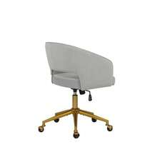 HengMing Home Office Desk Chair With Velvet Upholstery, Decorative Armchair With Armrests, 1 Piece - Light Grey - View 5