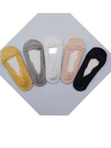 1/5/10/20 Pairs Women's Summer Thin Breathable Silicone Non-Slip Princess Lace Invisible Low-Cut Boat Socks, Women's Boat Socks, Student Socks, Casual Socks, Comfortable Breathable, Low-Cut Socks, Girls Socks, High Heel Socks, Christmas Halloween Gift Suitable For Gifting - Multicolor - View 4