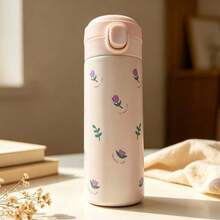 1pc Cute Insulated Water Bottle, Large Capacity, New Design Home & Student Use, Portable, Colorful, With Straw, Keeps Drinks Cool Back To School - Multicolor - View 1