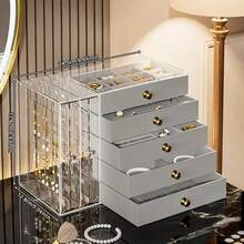 1pc Multi-Functional Transparent Desktop Large Capacity Drawer Jewelry Box, Bracelet And Bangle Storage Box, Multi-Layer Divided Watch Storage Box, Ring Box, Earring Storage Box, Necklace Rack, Stud Earring Storage Box, Jewelry Storage Box, Stackable Drawer Jewelry Storage Box, Multi-Purpose Drawer Jewelry Box, Jewelry Storage And Organizer Box - Multicolor - View 16
