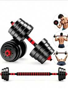 Set Of Adjustable Dumbbells 10/15/20/25/30 Kg, Multifunctional Weight Set With Straight Necks And Non-Slip Handles - Black - View 5