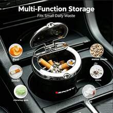 Sporty Portable Car Ashtray With Lid, Odor-Proof Leak-Proof Car Cup Holder Ashtray, With Sport Logo, Detachable Easy-To-Clean ABS Plastic Inner Liner, Car Interior Decoration Accessory - Sporty Style - View 9