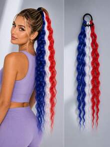 18-Inch Colored Curly Ponytail Wig Pieces, A 2 Pieces Set Of Fashionable Synthetic Ponytail Wigs, Suitable For Women To Wear. - Multicolor - View 14