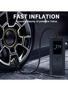 Portable Tire Inflator - 3x Fast 150 PSI Car Tire Air Compressor - Wireless Car Tire Inflator With Pressure Gauge And LED Light - Auto Shut-Off Electric Air Pump, Suitable For Cars, Motorcycles, Bicycles, Balls, Christmas Gift, Gift For Friends - A - View 12