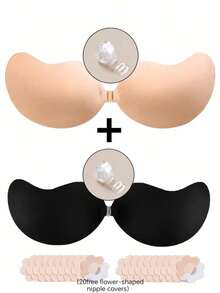 1/2pcs (Includes 20 Nipple Covers) Mango-Shaped Front-Closure Breast Pads With Transparent Shoulder Straps, Invisible Bra, Soft And Comfortable, Suitable For Backless Dresses, Wedding Gowns, Date And Party Outfits - Multicolor - View 20