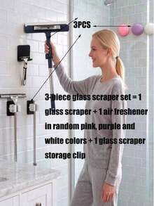 This 47.24-Inch Long 3-In-1 Window Cleaning Tool Set Includes A Multi-Functional 360-Degree Rotating Household High-Rise Window Scraper (Mop Clip And Air Freshener Are Also Sold Separately). - Splicing Rod Rotating Type - View 14