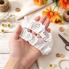 3.5cm Wide Lotus Leaf Lace Ribbon Trim, White Pleated Hollow Lace Edging, Suitable For Clothing Sewing, Bag Decoration, Doll Clothes, Handmade DIY - A - View 3