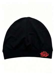 Solid Color Letter Street Style Nylon Embroidered Skull Beanie, All Season Spring Autumn Knit Hat, Outdoor Running Soft High Elastic Knit Hat - S - View 3