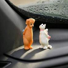 2pcs Creative Cute Cat & Dog Couple Gift, Car Dashboard & Desktop Ornament, DIY Car Interior, Office Desk & Computer Screen Decor Accessory, Holiday Couple Gift - Cat and Dog Couple - View 8