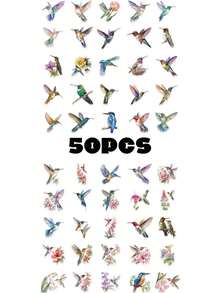 50PCS,Hummingbird Transparent Stickers,Scrapbook Supplies,Creative And Aesthetic Design Sticker,Suitable For Notebook,Journaling Supplies,Mobile Phone - 50pcs - View 9
