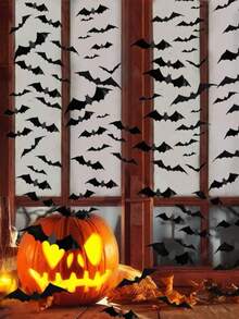 36pcs 3D Realistic Paper Bats Wall Decor, Black Bat Stickers, Halloween Cos Party Home Background Decoration - Multicolor - View 7