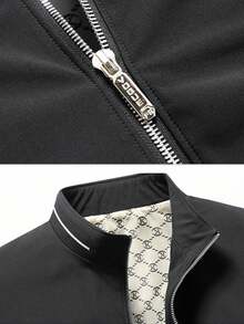 Men's Plus Size Autumn/Winter Casual Fashion Outdoor Sports Jacket - Black - View 4