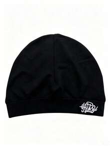 Solid Color Letter Street Style Nylon Embroidered Skull Beanie, All Season Spring Autumn Knit Hat, Outdoor Running Soft High Elastic Knit Hat - S - View 1