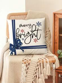 1/4pcs Linen Printed Square Throw Pillow Covers, Christmas Cartoon Character Pattern Pillow Covers (Pillow Insert Not Included), Skin-Friendly Material, Bedding, Suitable For Daily Living Room, Bedroom, Sofa, Car, All-Season Pillow Covers, Holiday Gift - Multicolor - View 4