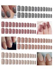 MAOMIA 96Pcs Solid Color Short Square Fake Nail Pieces Y2K Style Bright Push-On Wearable Manicure Fingernail Pieces Art 5D - Multicolor - View 6