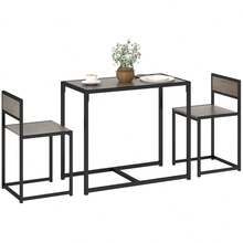 Dining Table And Chairs Set 2, Dining Room Sets, Rectangular Space Saving Table And 2 Chairs Compact Kitchens, Steel Frame, On-Site - Charcoal + Engineered Wood - View 9