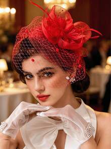 1 buah Topi Fascinator Berbentuk Kipas dari Bulu Alami, Elegan untuk Pesta Teh, Acara Balap, Aksesori Hari Valentine Sepanjang Musim, Aksesori Rambut Pernikahan - MultiWarna - View 5