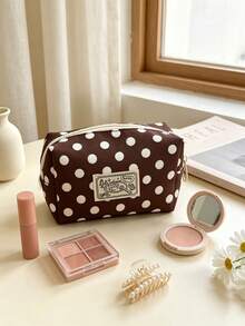 1pc Cute Polka Dot Star Print Makeup Bag, Portable Zipper Cosmetic Storage Bag, Lightweight Waterproof Travel Organizer, Large Capacity Makeup, Lipstick, Small Toiletries Storage Bag, Multi-Purpose Daily Organizer For Women - Multicolor - View 8