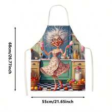 1pc Funny Cartoon Crazy Grandma Kitchen Apron - Sleeveless Design, Durable And Comfortable Fit, With Cartoon Humorous Baking And Cooking Old Lady Pattern, Suitable For Cooking, Baking And Home Cleaning, Household Cleaning, Housework Apron, Hand-Painted Handmade Gardening Apron, Interesting Holiday Gift - Multicolor - View 17