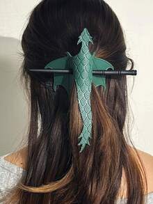 Vintage Medieval Dragon Hair Stick, PU Leather Flying Dragon Hair Clip, Gothic Style Flying Dragon Hair Accessory For Cosplay - Multicolor - View 1