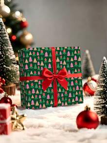 1 Roll Of Christmas Gift Wrapping Paper With Colorful Christmas Tree Patterns;Perfect For Christmas Gift Wrapping,Decorating For Christmas Parties,Home Festive Decoration,DIY Craft,Festive Favour Wrapping 1 Roll Size: 43 Cm X 300 Cm. - A - View 2