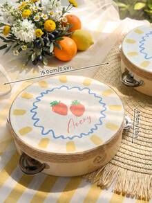 Custom Name 6 Inch Cute Fruit Wedding Tambourine, Personalized Dopamine Strawberry Lemon Avocado Handheld Tambourine With Jute Rope Trim For Summer Wedding, Bridal Shower, Reception, & Dancing (Drumstick Not Included) - Multicolor - View 5