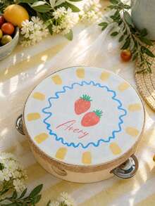 Custom Name 6 Inch Cute Fruit Wedding Tambourine, Personalized Dopamine Strawberry Lemon Avocado Handheld Tambourine With Jute Rope Trim For Summer Wedding, Bridal Shower, Reception, & Dancing (Drumstick Not Included) - Multicolor - View 14