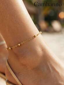 1pc Minimalist Women's Stainless Steel Blade Anklet - Gold - View 2