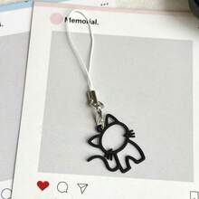 1pc Hollow Cat Phone Chain Pendant, Fresh Girly Phone Chain, Simple Versatile Phone Decoration, Universal USB Drive Exquisite Small Pendant - Multicolor - View 8