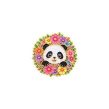 Cute Panda Enamel Pins, Cartoon Panda Holding Coffee Bamboo Flower Wreath Brooch Pins, Kawaii Animal Lapel Badge For Backpack Clothing Decor Gift - Multicolor - View 14